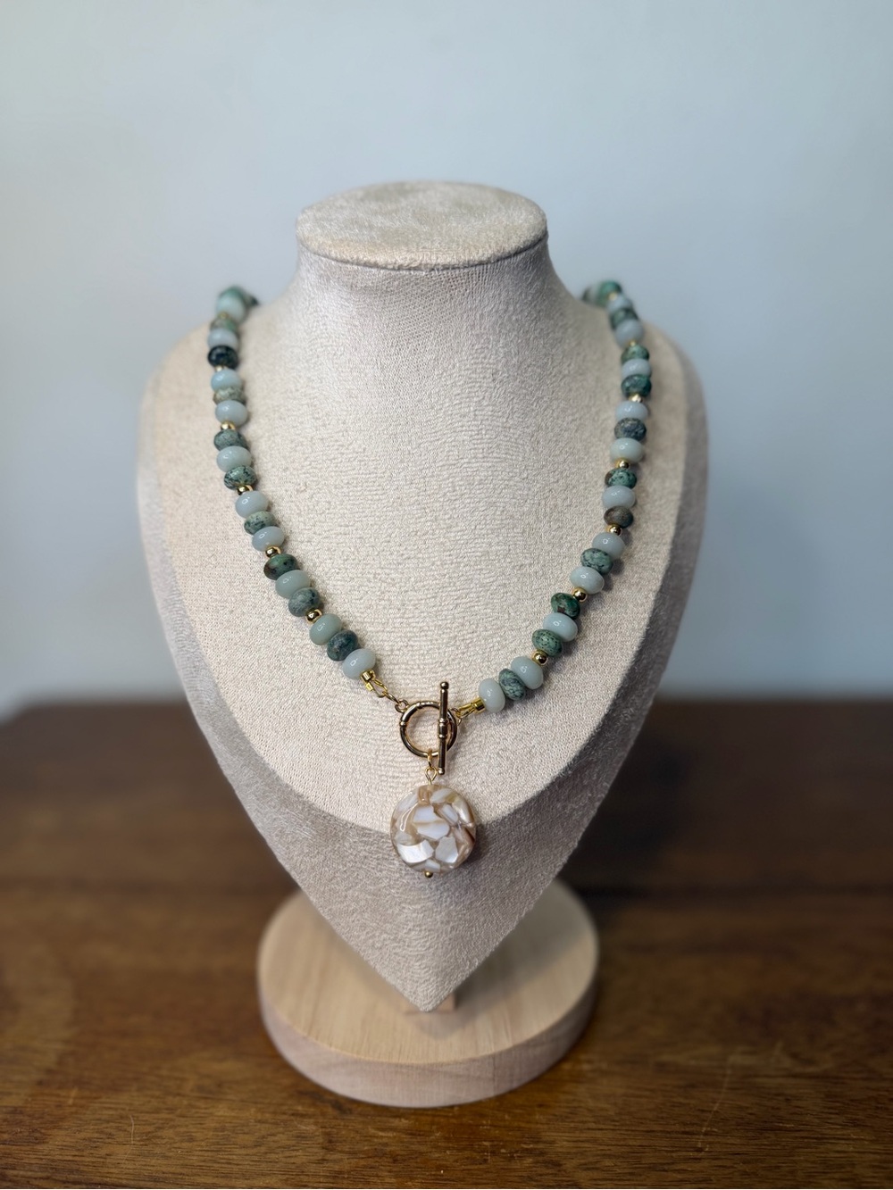 ARTISAN Handmade Earth and Sea Toggle Beaded Necklace